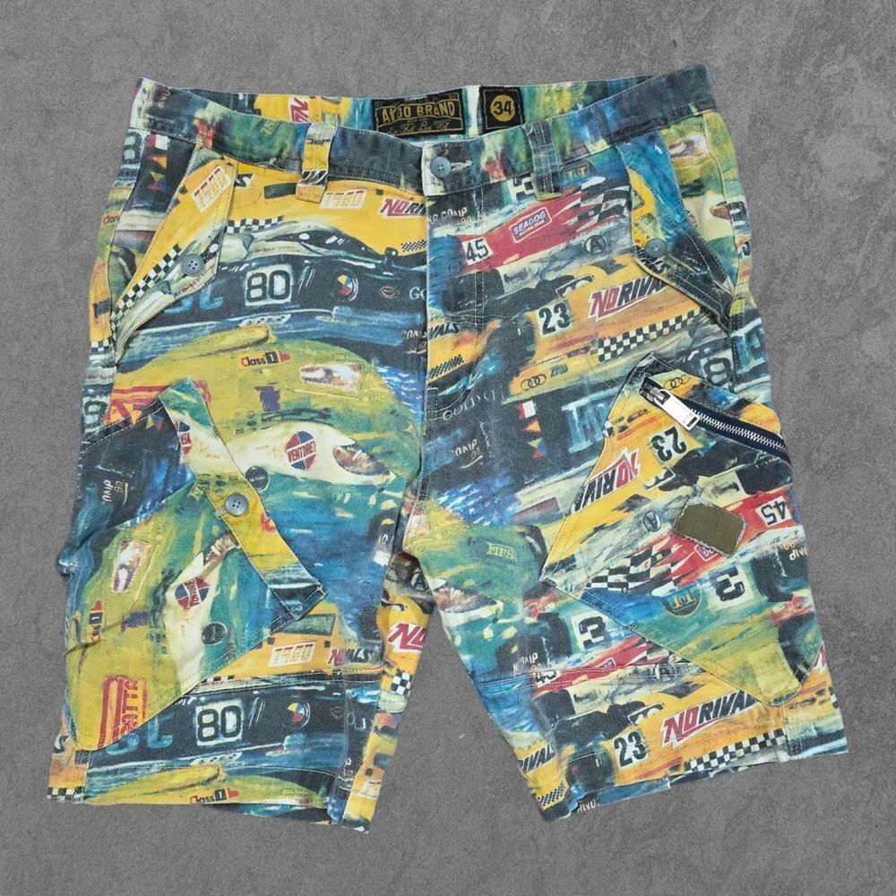 Vintage Y2K Akoo Streetwear Racing Cargo Hip Hop Shorts 34